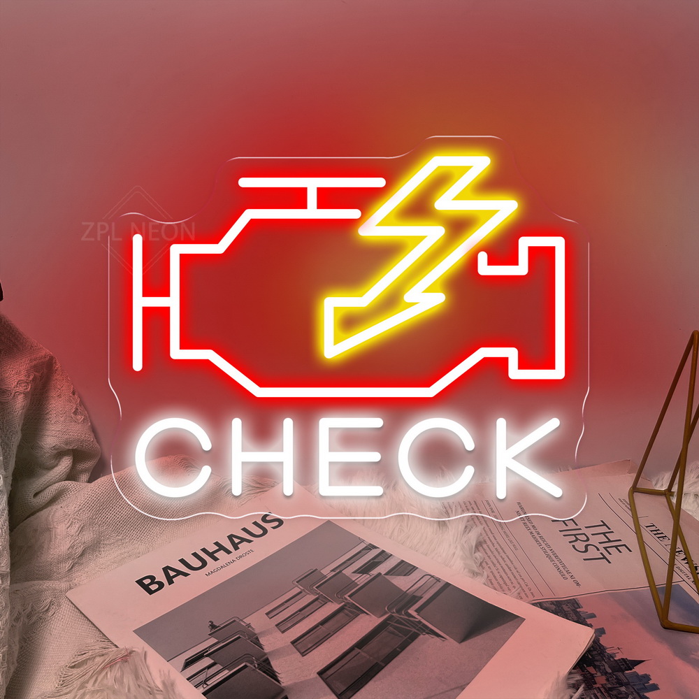 Auto Repair Shop Signs - Check Engine Neon Sign Led Lights
