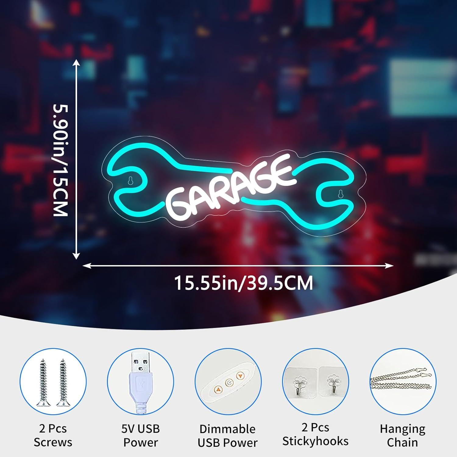 Garage Neon Sign USB Powered L - Auto Repair Shop Signs review and price
