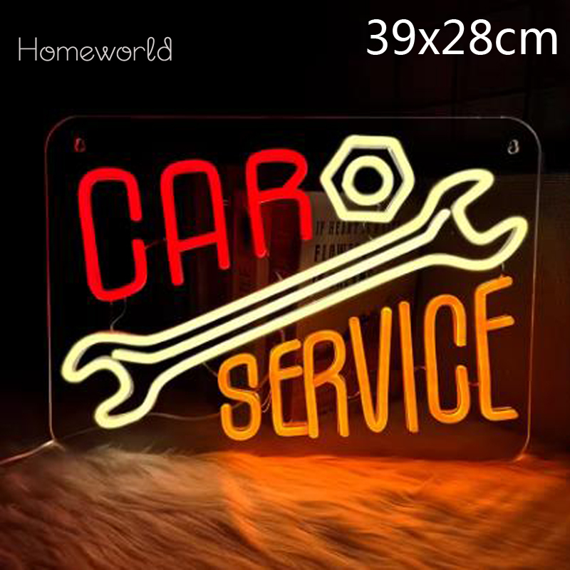 Car Service Neon Sign  Warm Wh - Auto Repair Shop Signs review and price