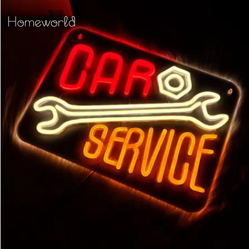 Car Service Neon Sign  Warm Wh - Auto Repair Shop Signs review and price