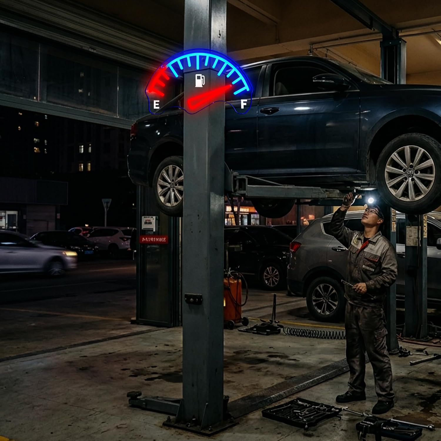 Car Fuel Gauge Meter LED Neon  - Auto Repair Shop Signs review and price