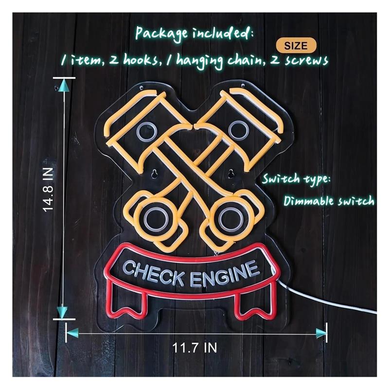 Check Engine Neon Sign For Aut - Auto Repair Shop Signs review and price