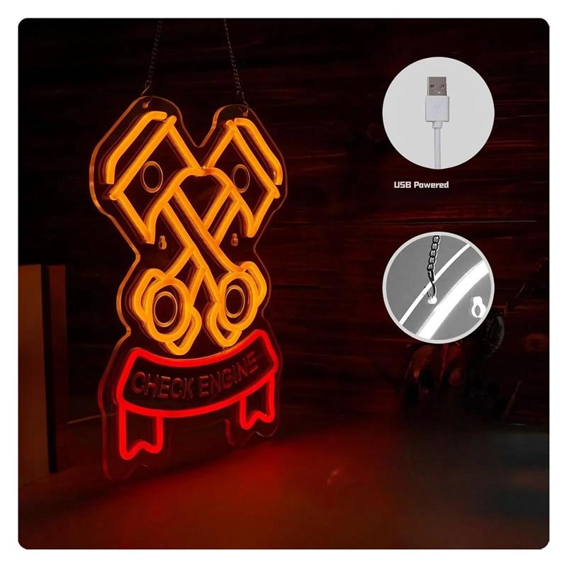 Check Engine Neon Sign For Aut - Auto Repair Shop Signs review and price