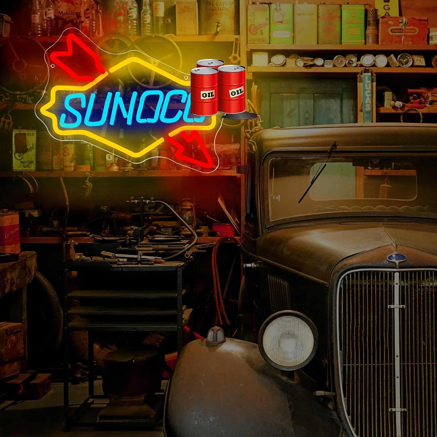 Gas Station Neon Sign Oil USB  - Auto Repair Shop Signs review and price